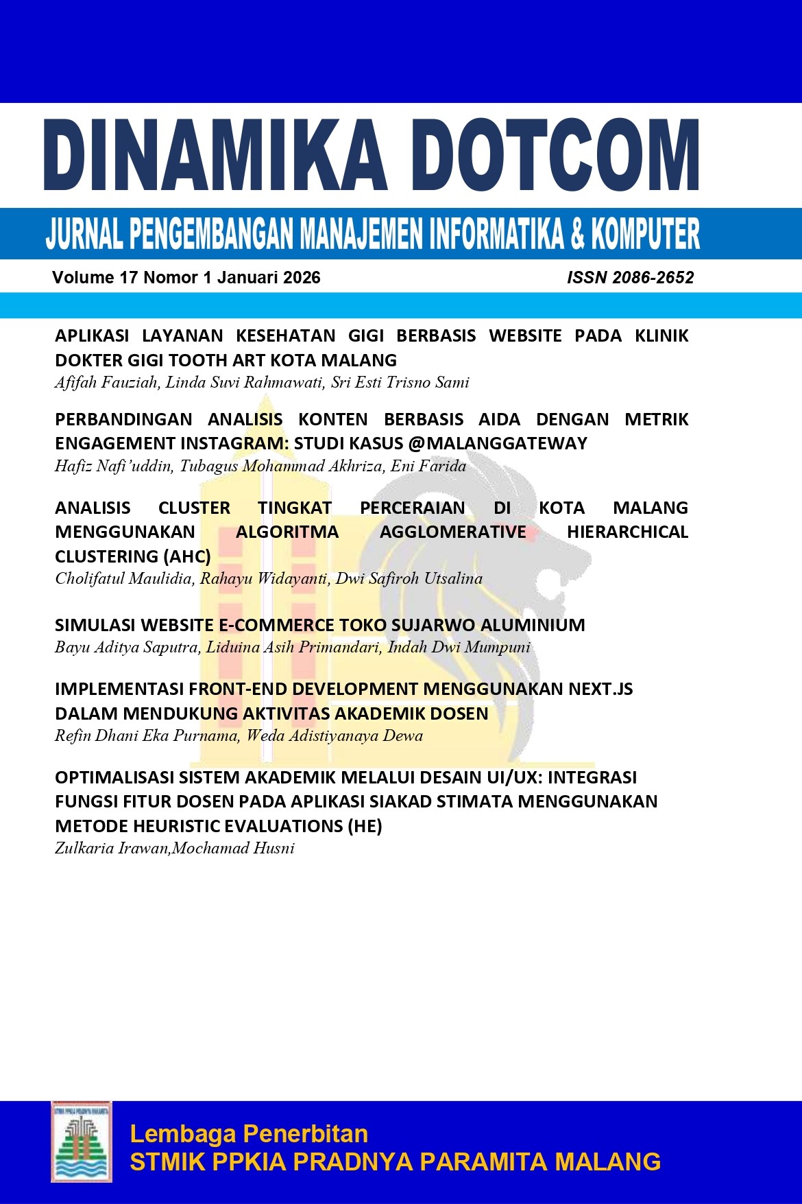 					View Vol. 17 No. 1 (2026): DINAMIKA DOTCOM Vol.17 No.1 Tahun 2026
				